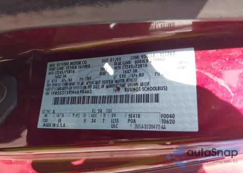 2005 Ford E-350 Super Duty Xl/Xlt из США, поврежденный, VIN 1FBSS31S95HA98463